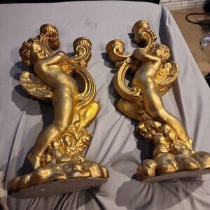 Gold angel candle holders